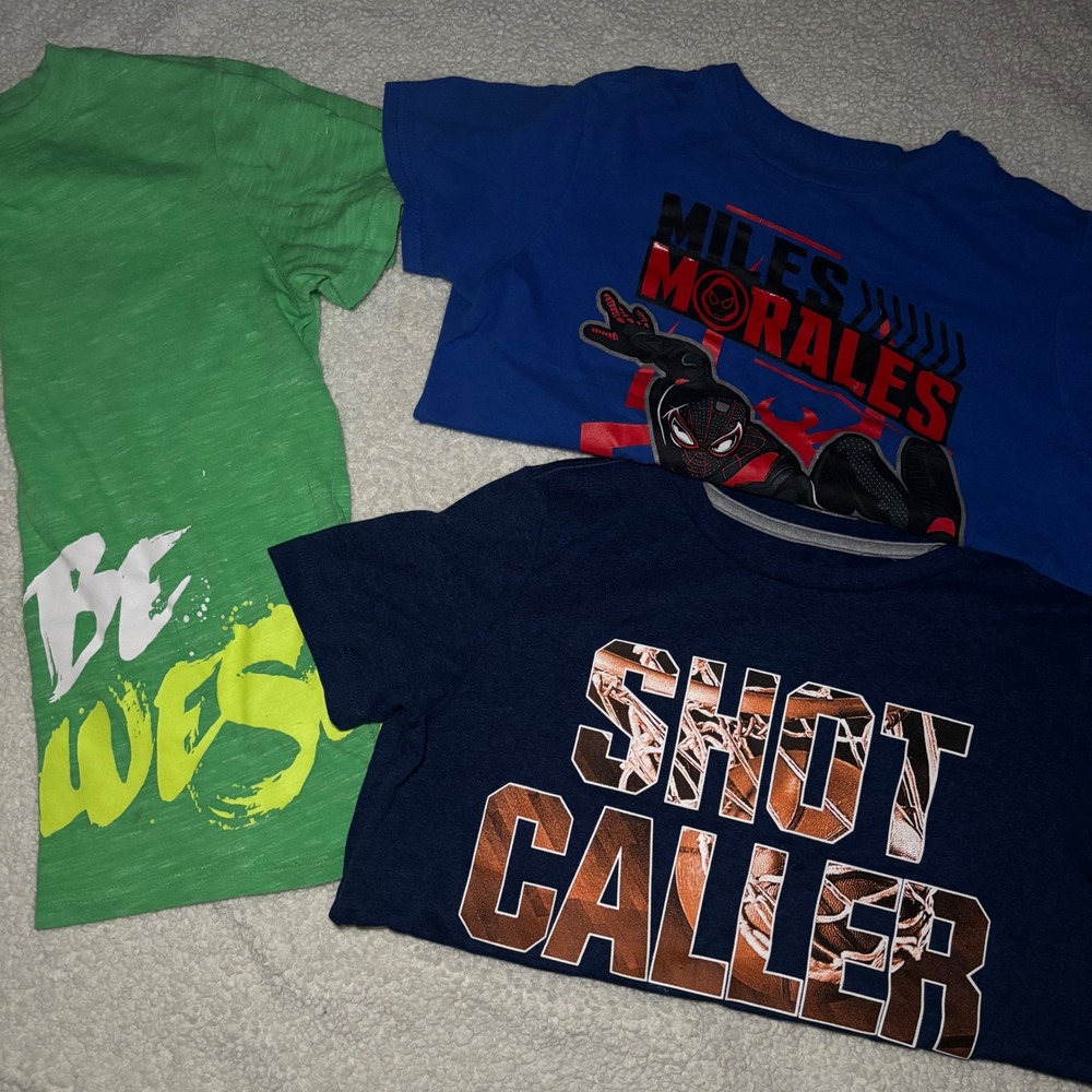 Boys Size M 8-10 Graphic T-Shirt Bundle Marvel Old Navy Cat & Jack 3pc Set